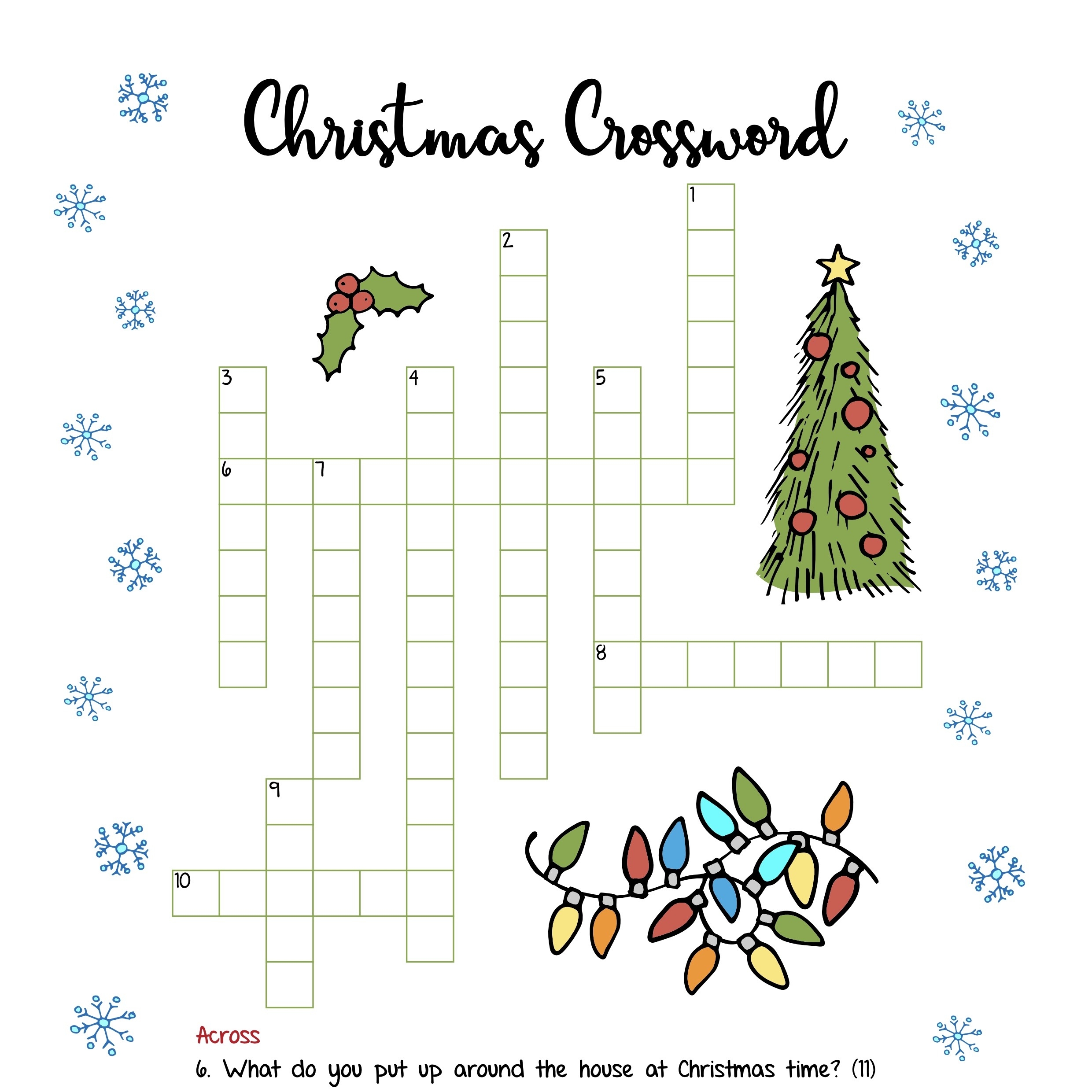 printable christmas crossword puzzles