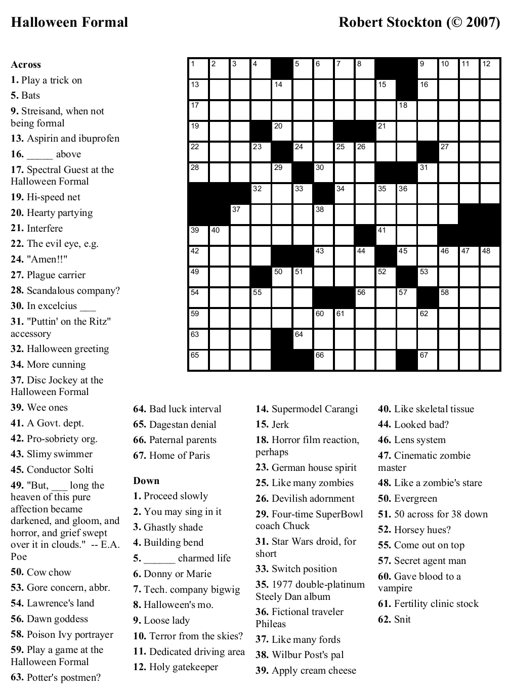 halloween printable crossword puzzles