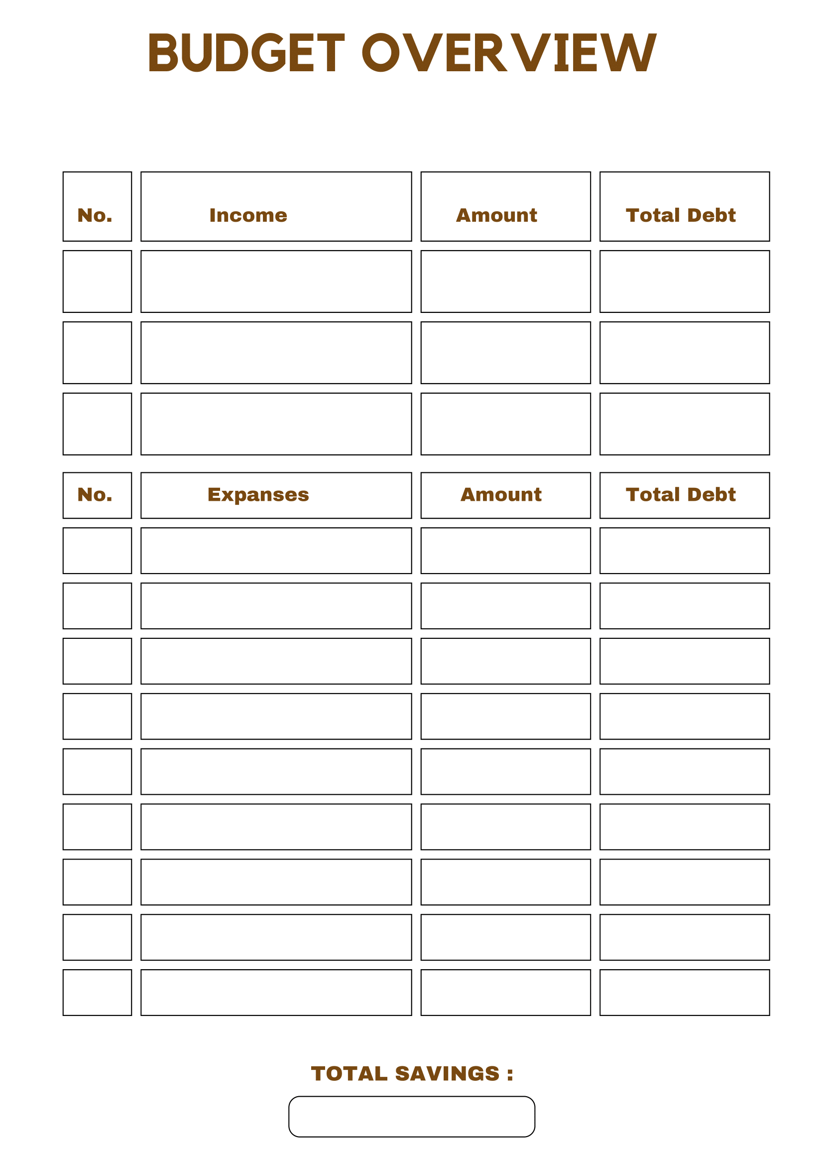 yearly budget worksheet printable