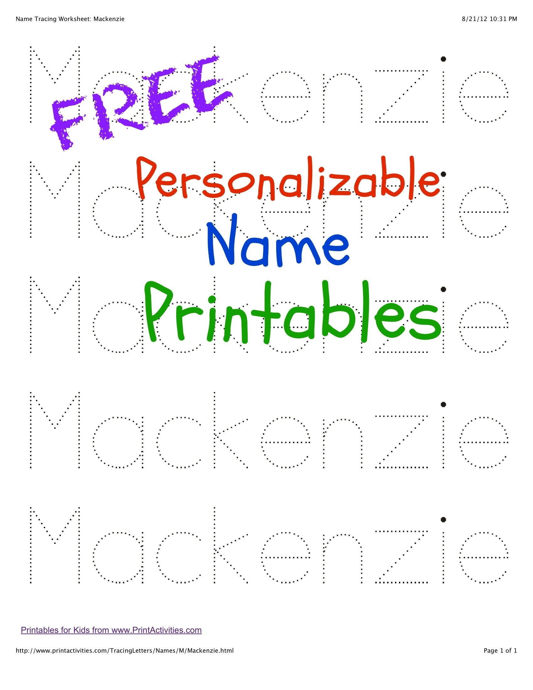 free printable name tracing worksheets