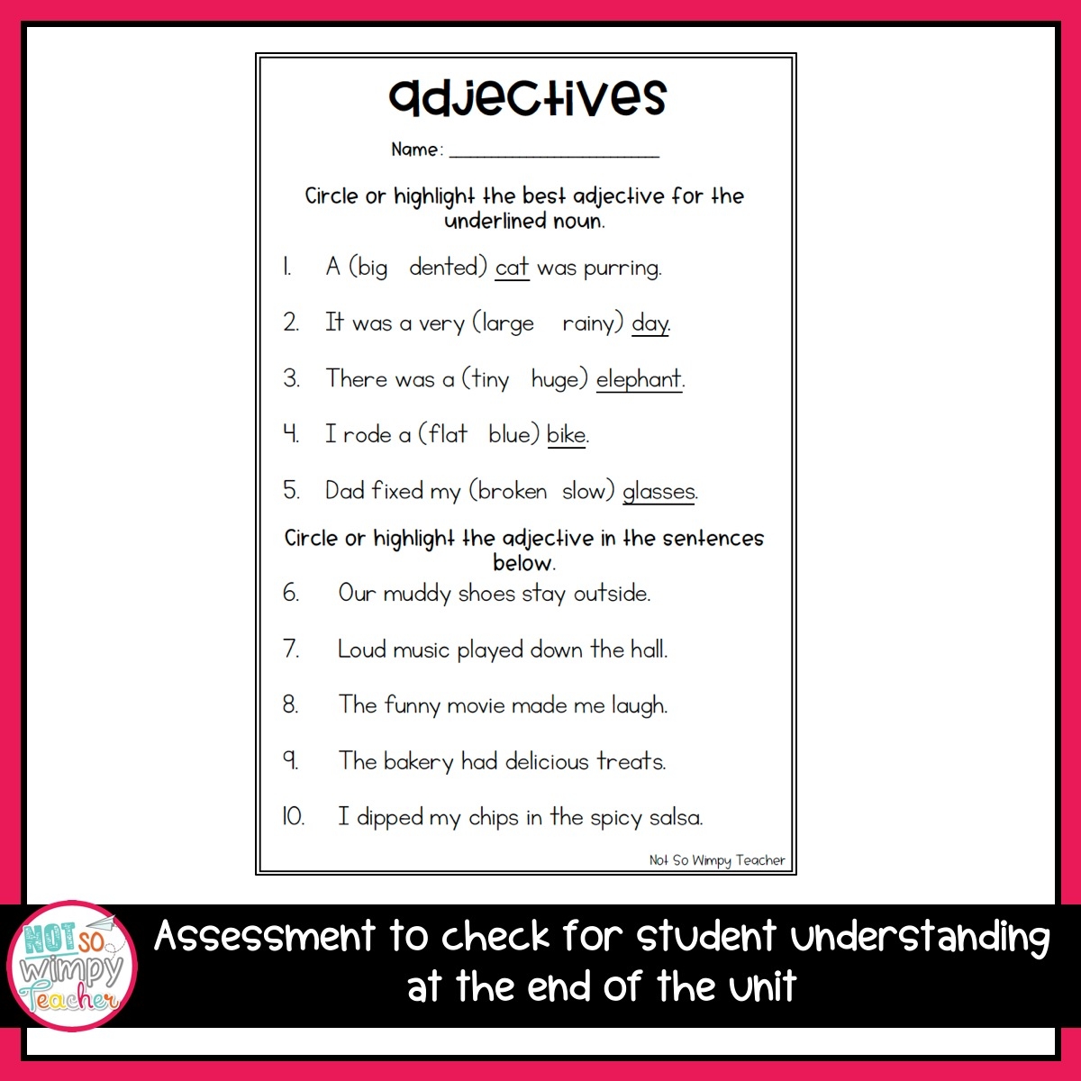 free printable adjective worksheets for second grade