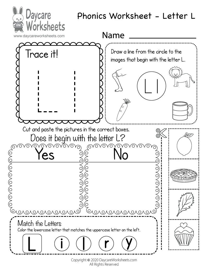 letter l free printable worksheets