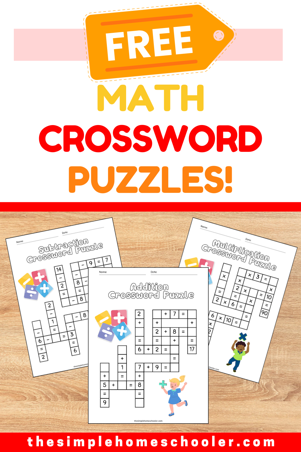 free math crossword puzzles printable