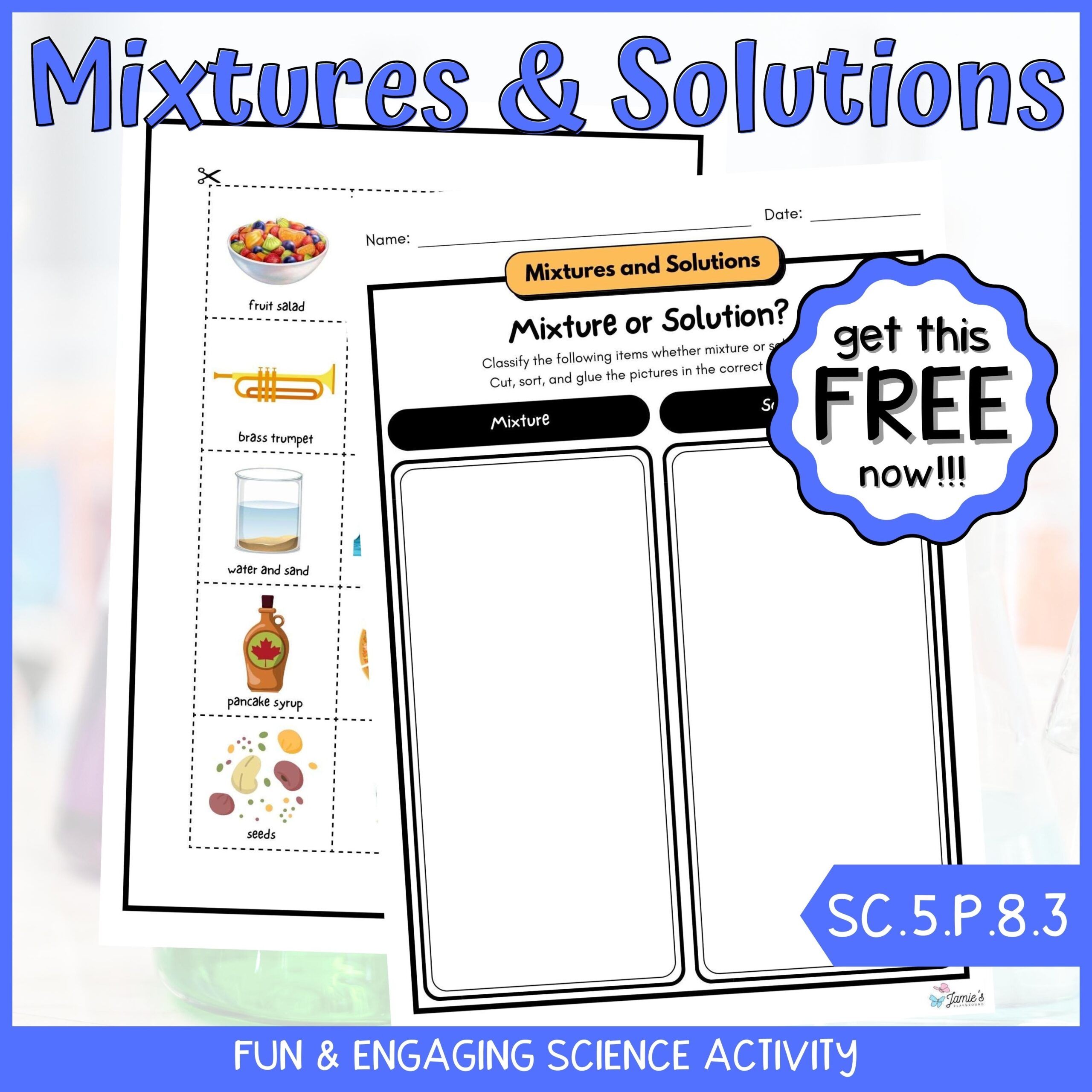 free printable worksheets on mixtures and solutions