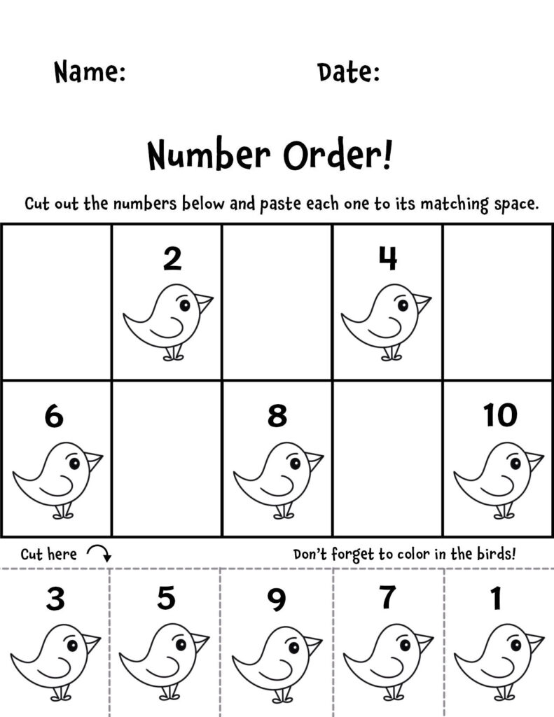 Free Number Order Counting Worksheets For Preschool The Hollydog Blog