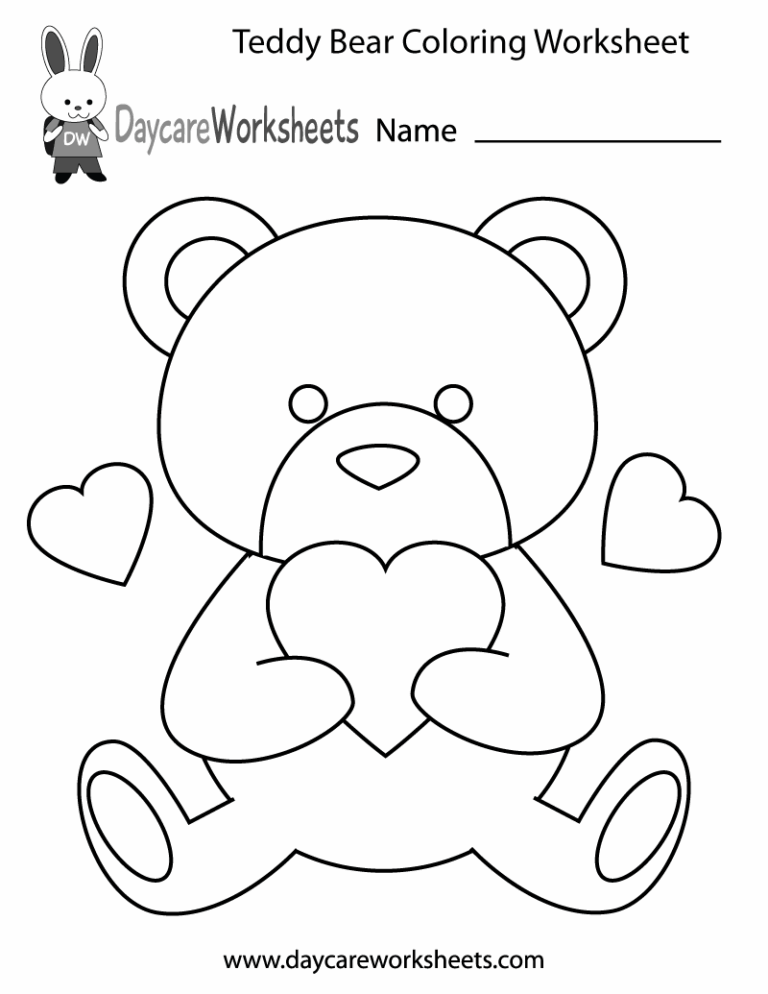 Free Preschool Teddy Bear Coloring Worksheet