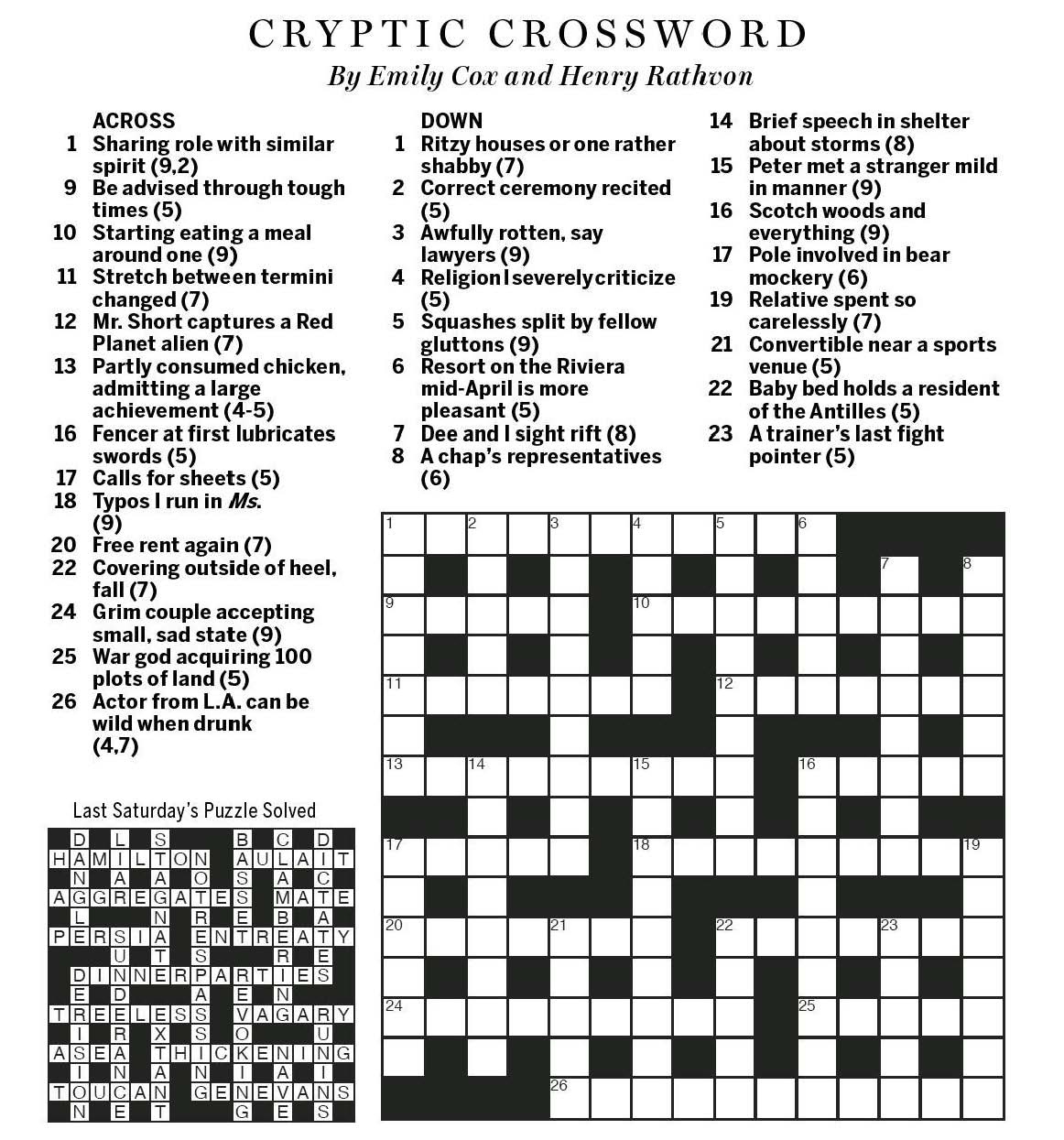 online printable crossword puzzle
