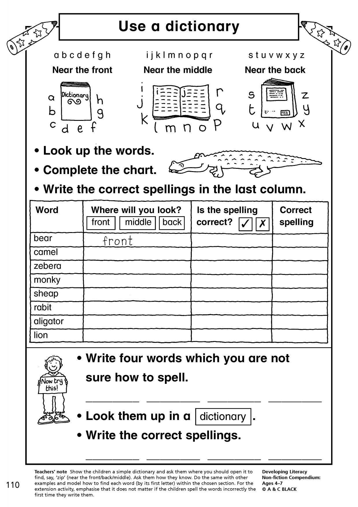 FREE Printable Dictionary Skills Practice Worksheets Library