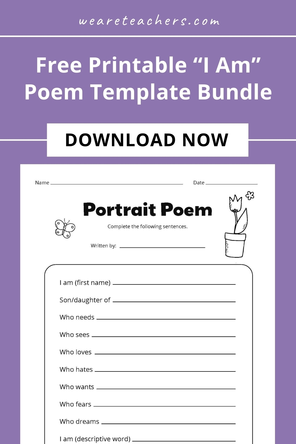 Free Printable I Am Poem Template Bundle
