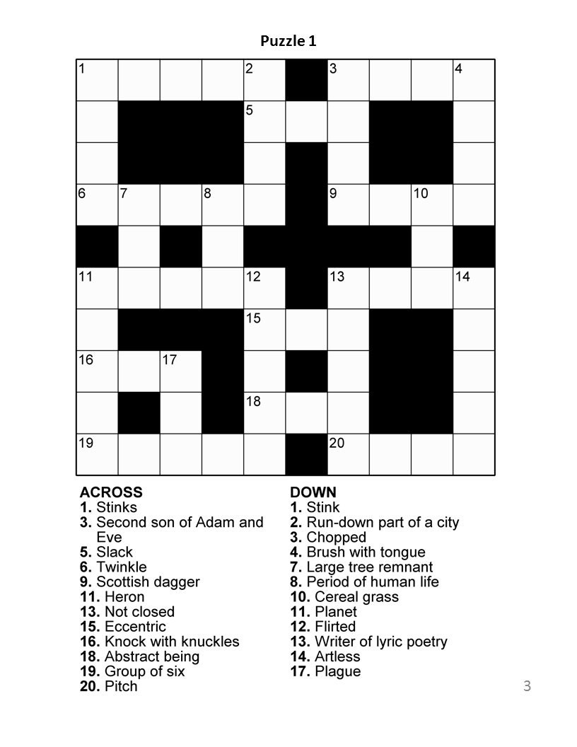 Free Printable Large Print Crossword Puzzles For Seniors Worksheets Library