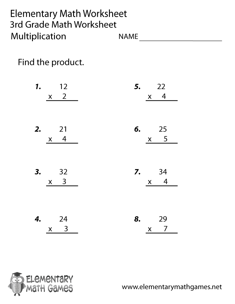 printable 3rd grade math worksheets multiplication