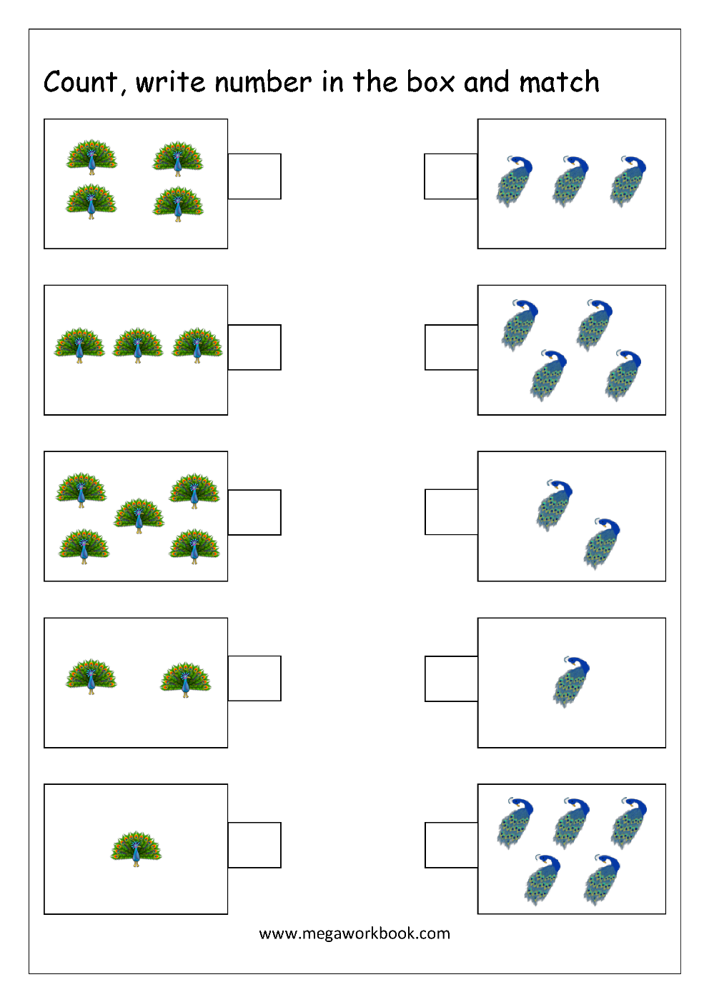 Free Printable Number Matching Worksheets For Kindergarten And Preschool Count And Match 1 10 MegaWorkbook