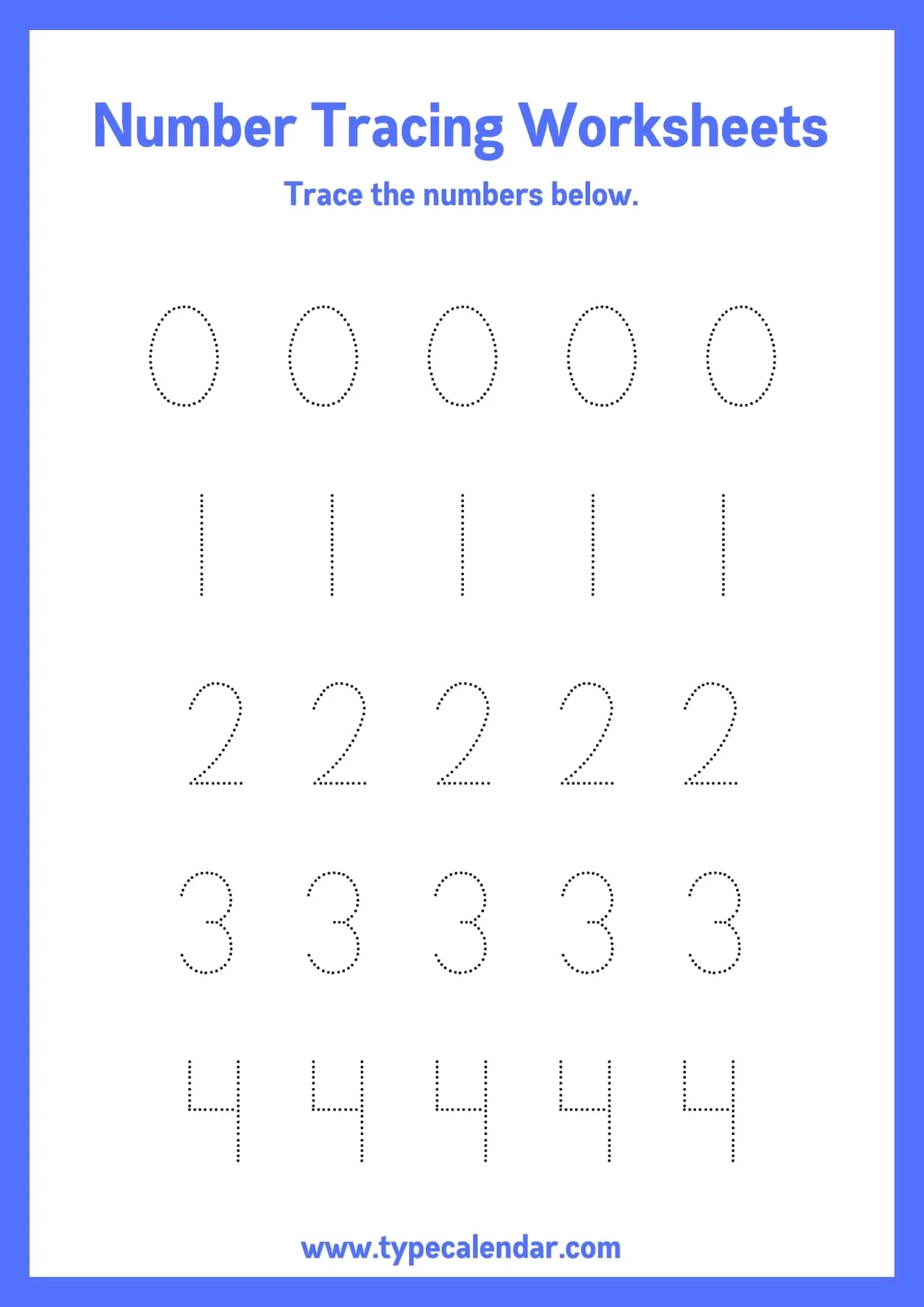printable number tracing worksheets