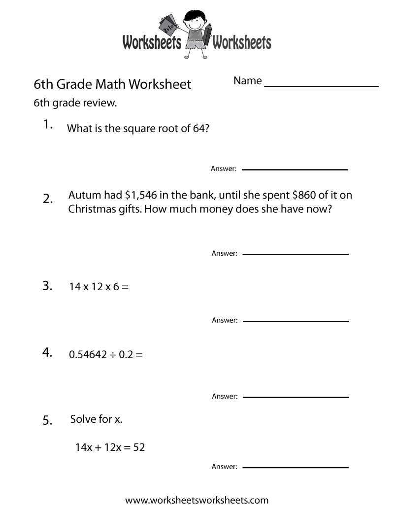free printable 6th grade worksheets all subjects