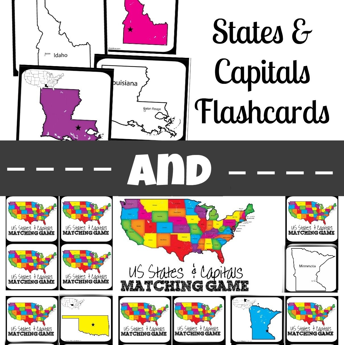 free printable states and capitals matching worksheets