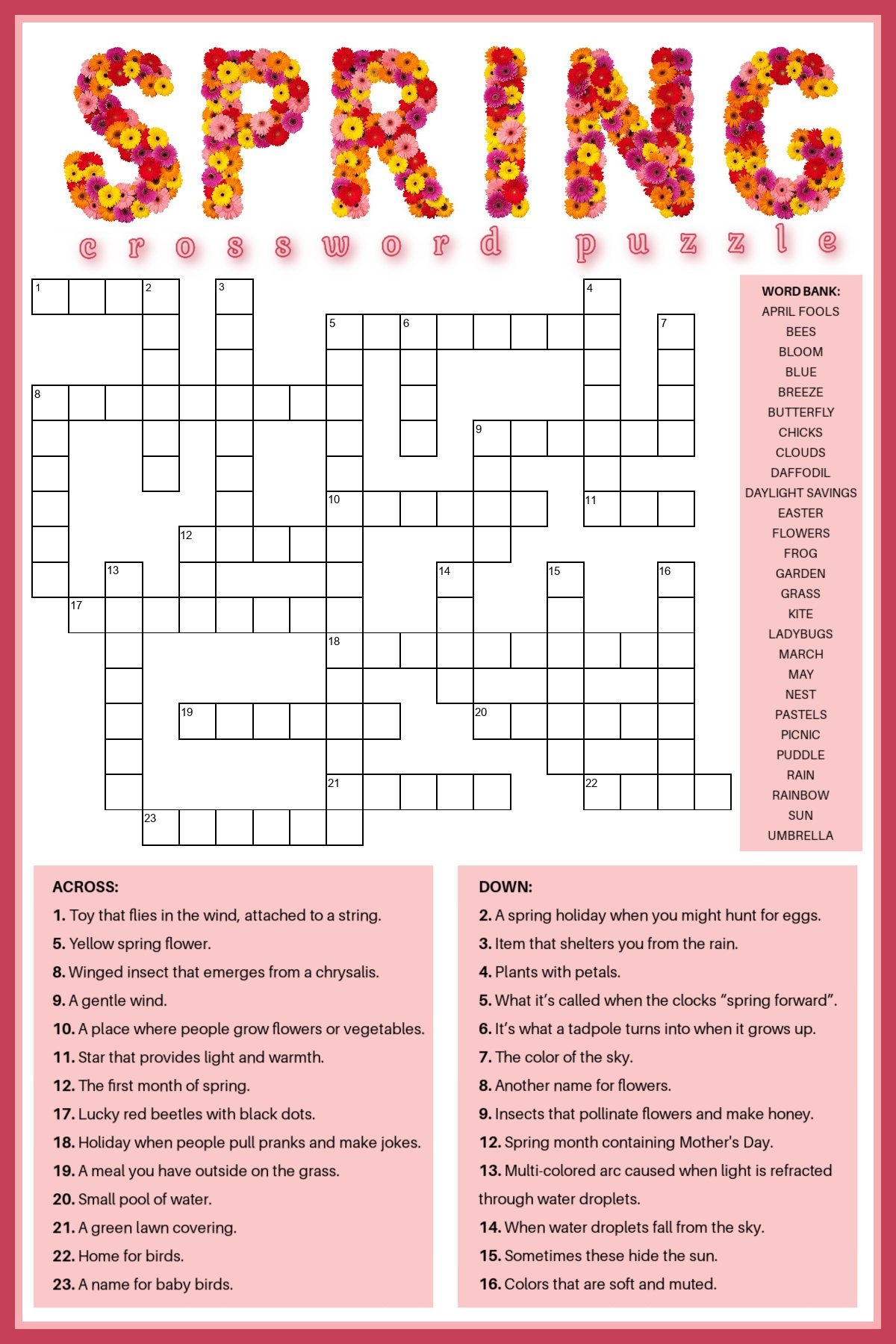 free printable crossword puzzle