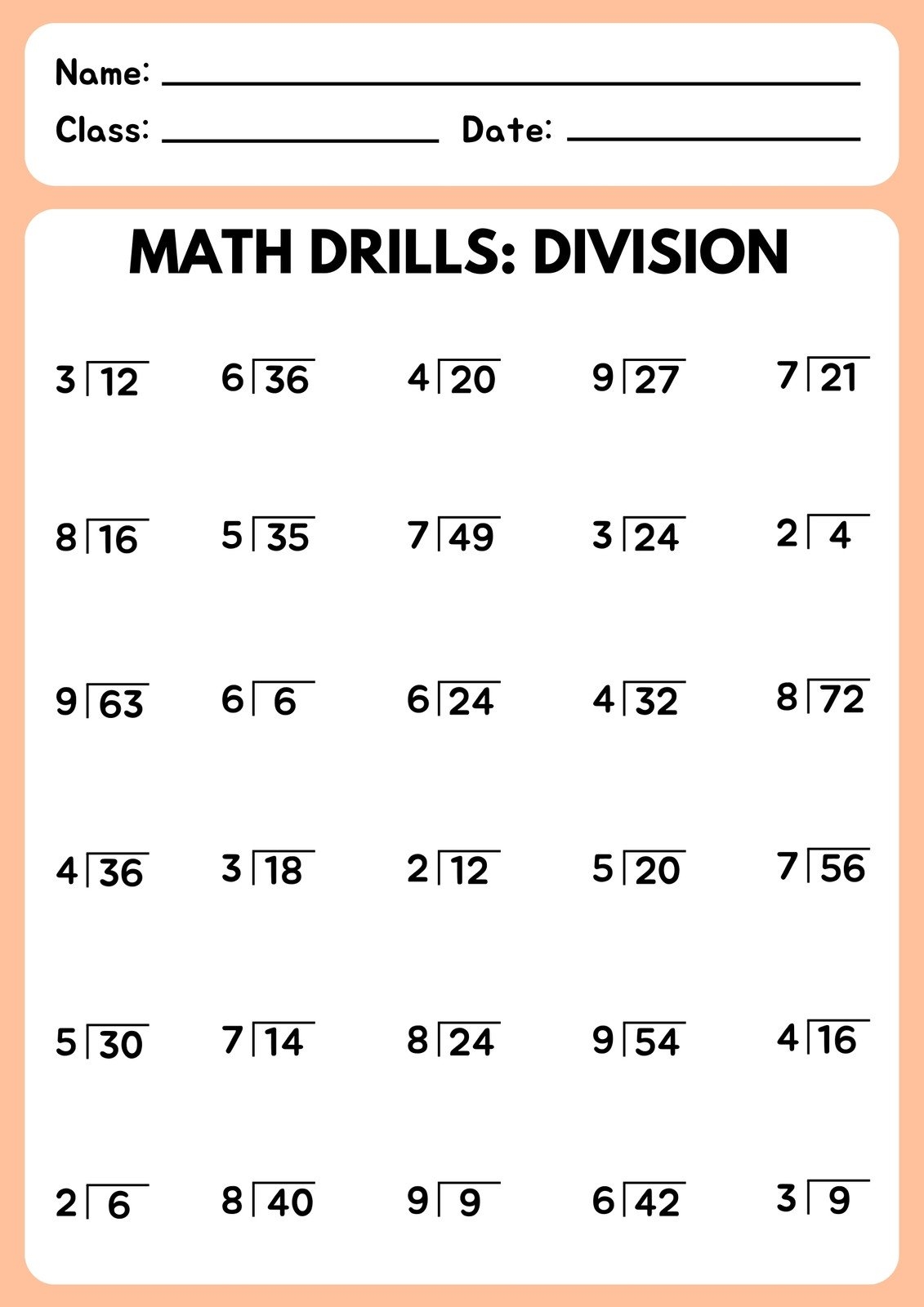 printable multiplication and division worksheets