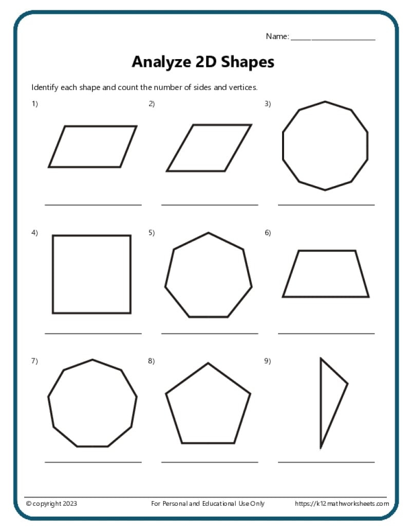 free printable geometry worksheets for 8th grade
