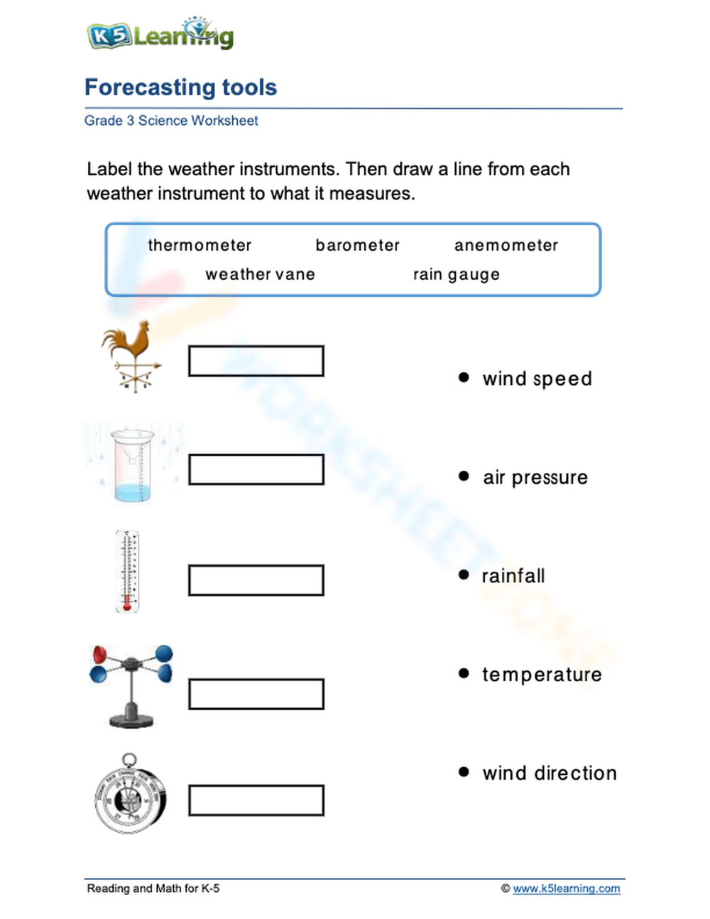 free printable weather instruments worksheets