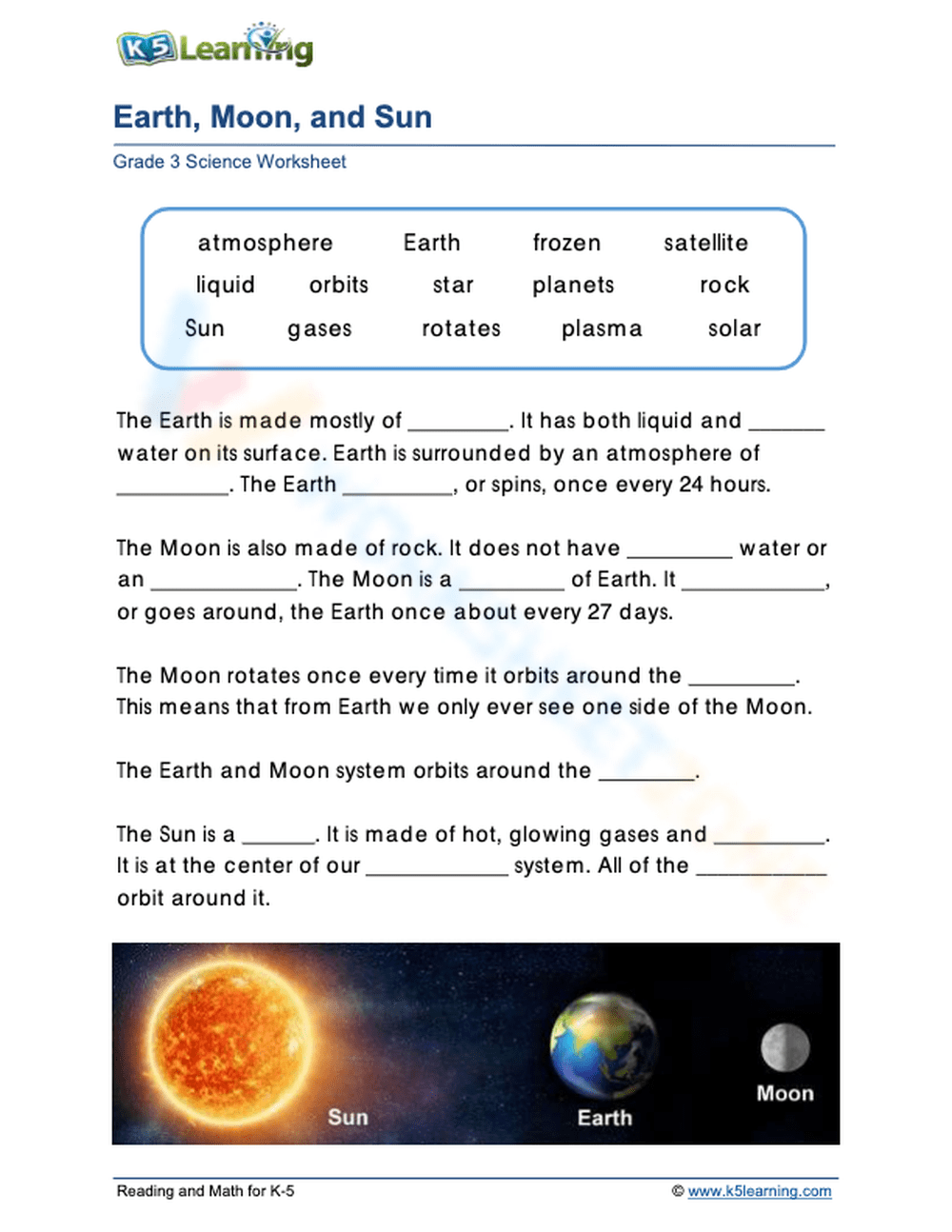 Grade 3 Space And The Solar System Worksheets Printable