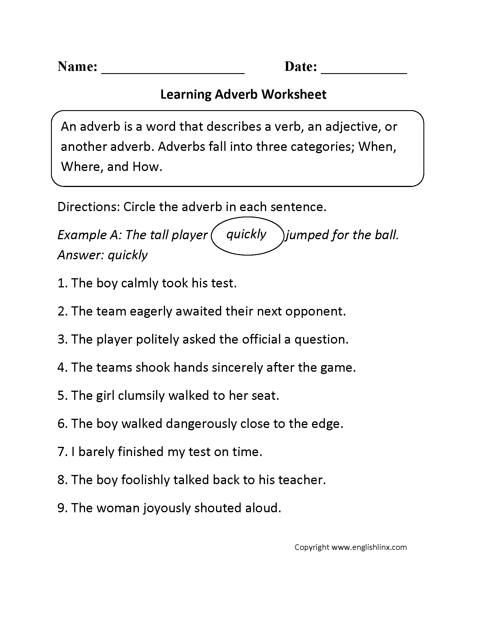 Grammar Worksheets Parts Of Speech Worksheets