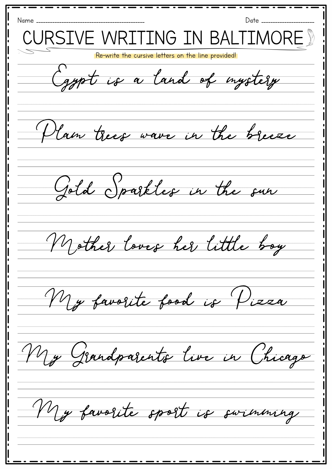 printable cursive handwriting worksheets for 5th graders