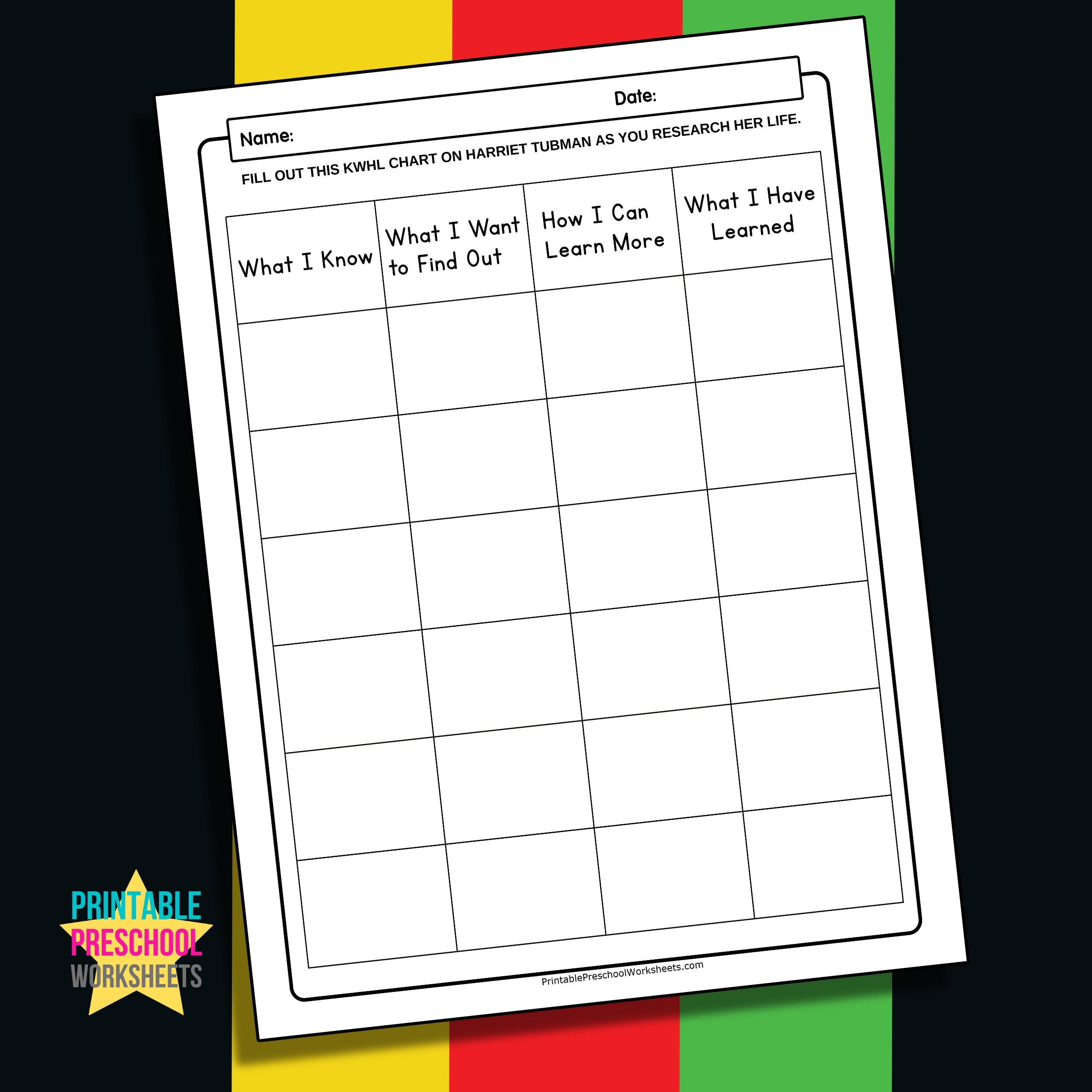 harriet tubman printable worksheets