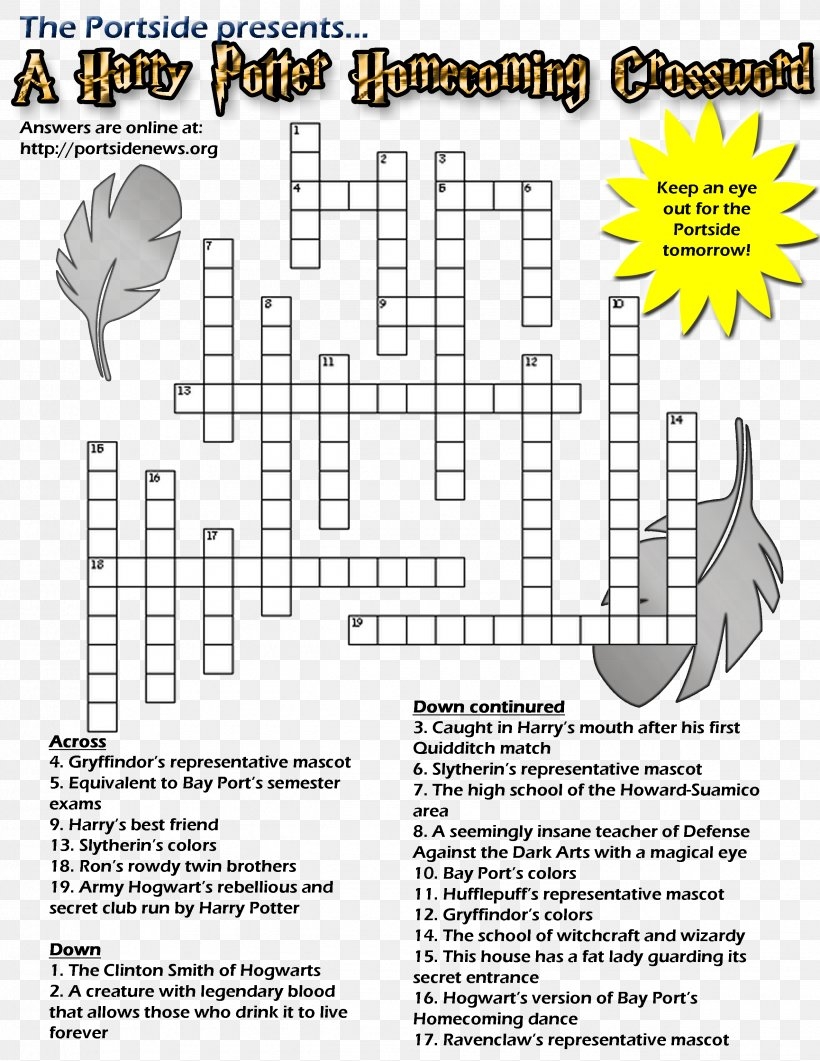 harry potter printable crossword