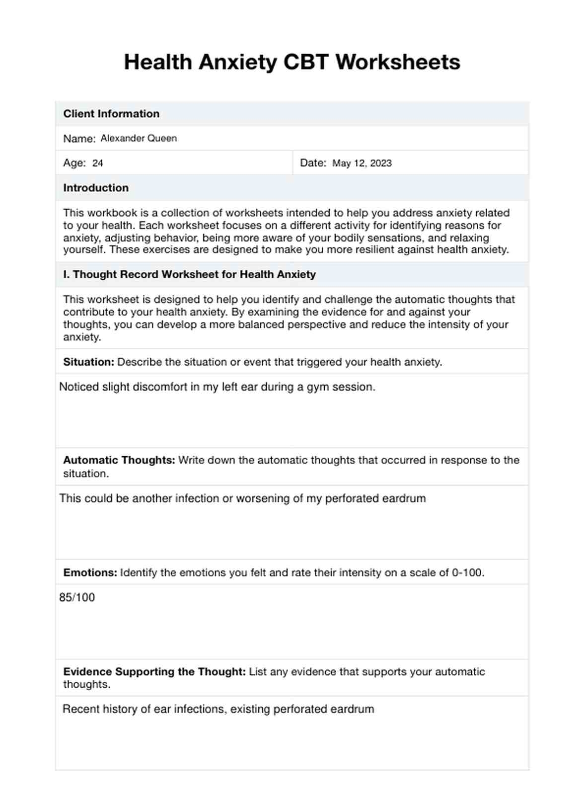 printable cbt worksheets for adults