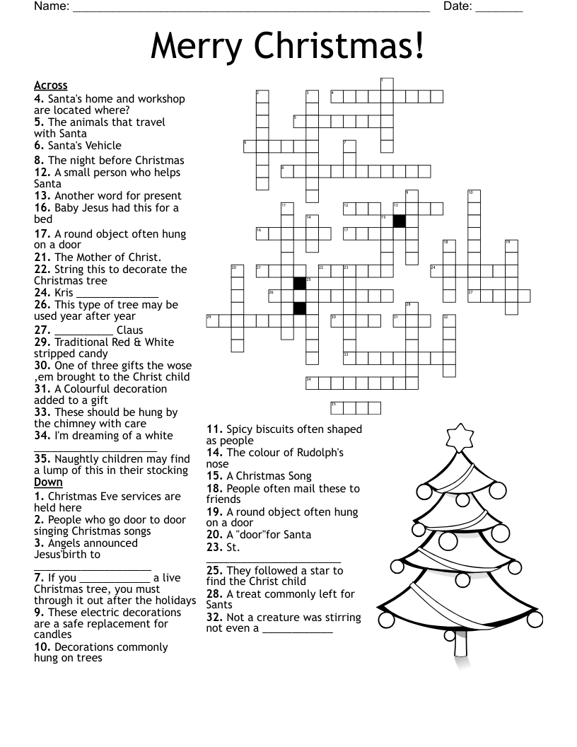 christmas crossword printable free