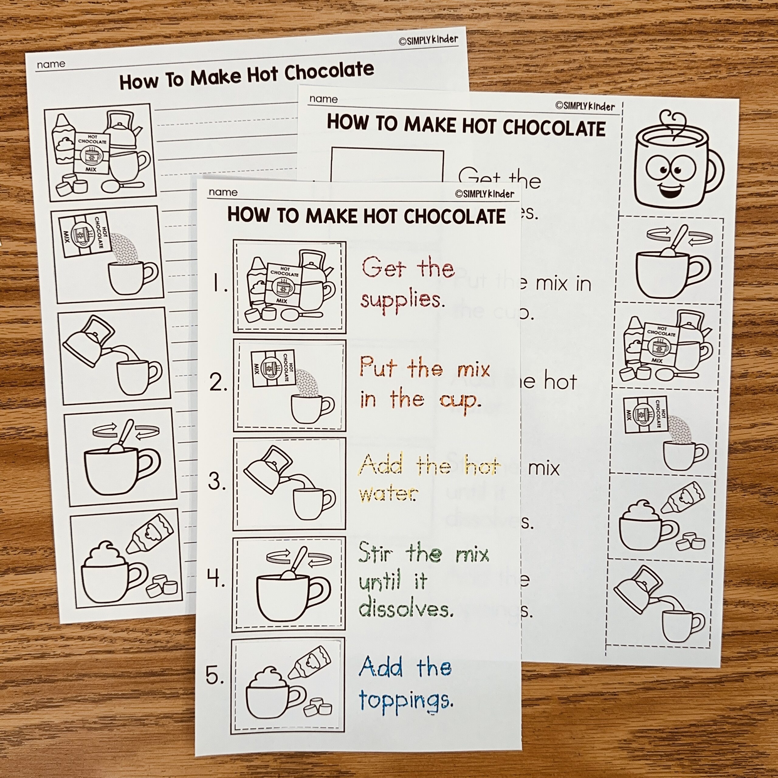 Hot Chocolate Winter Theme Day Sequencing Printables Simply Kinder Plus