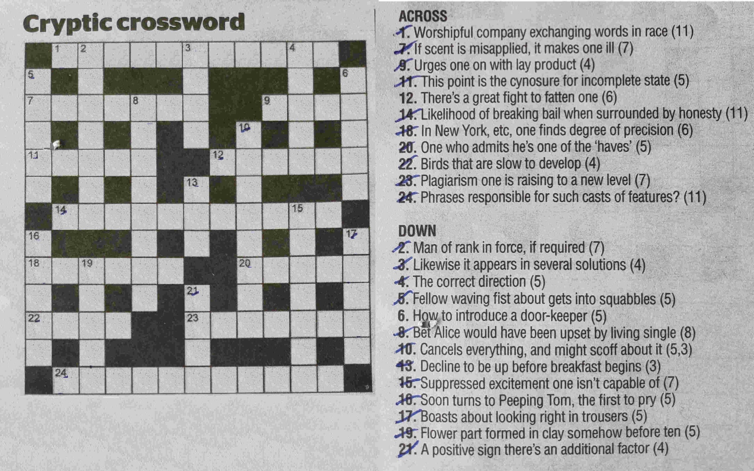 cryptic crossword printable