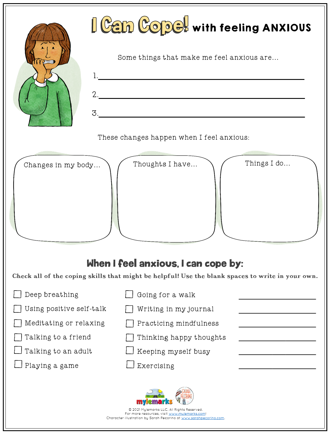 free printable coping skills worksheets
