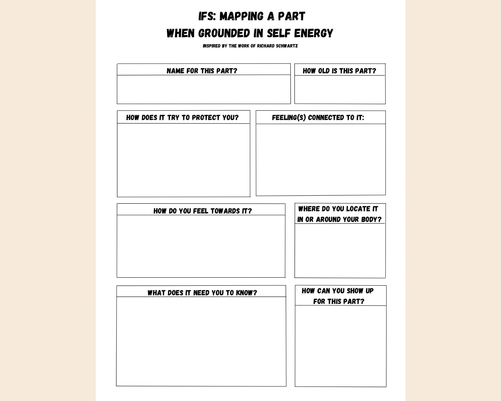 printable internal family systems worksheets pdf