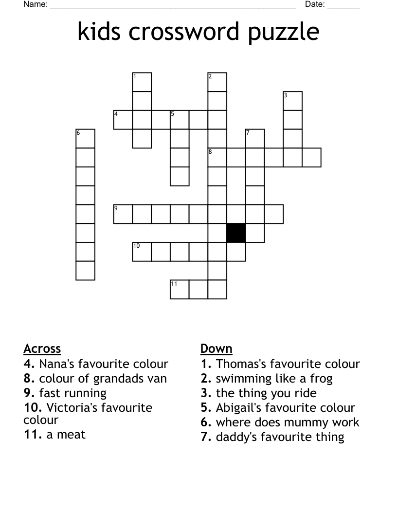 printable crossword puzzles for kids