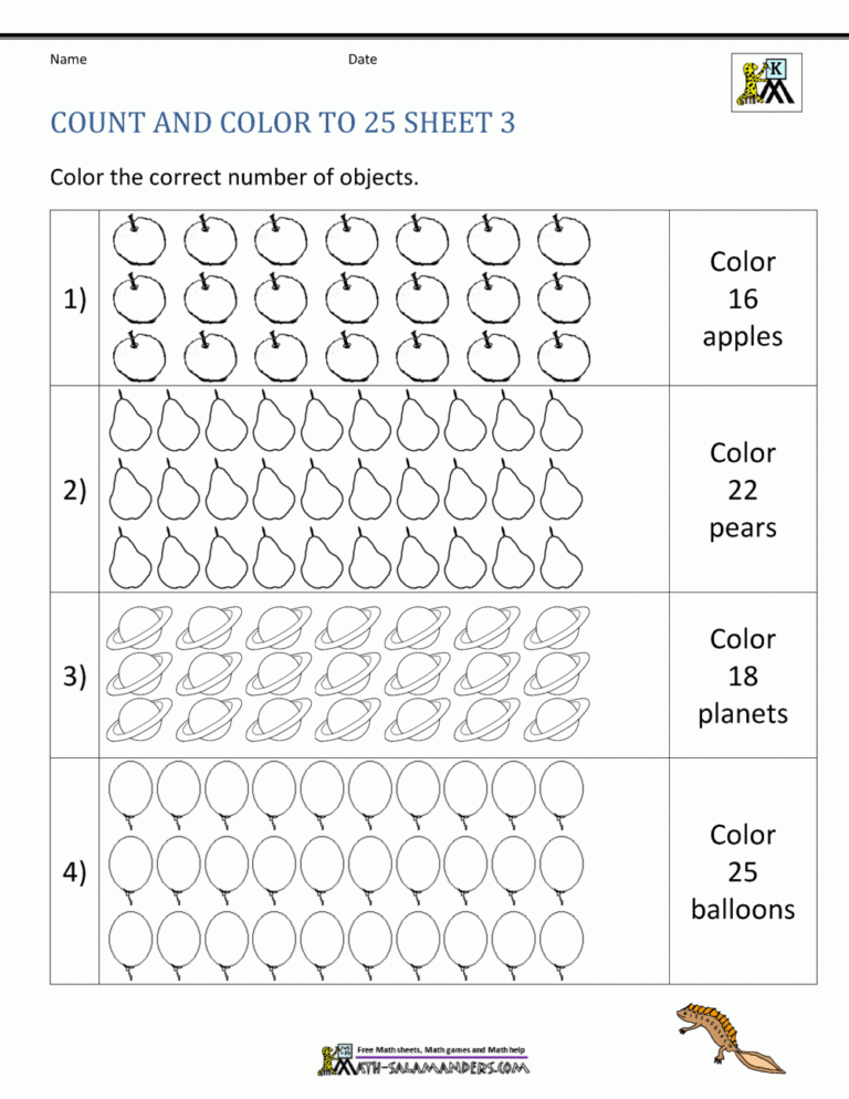 Kindergarten Counting Worksheets
