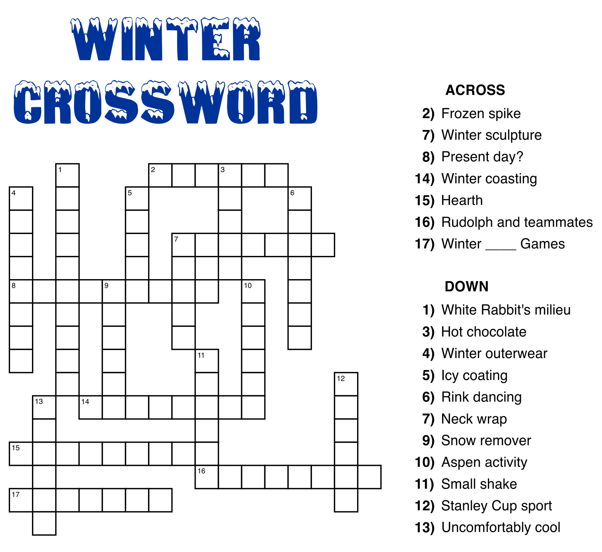 crossword puzzles easy free printable