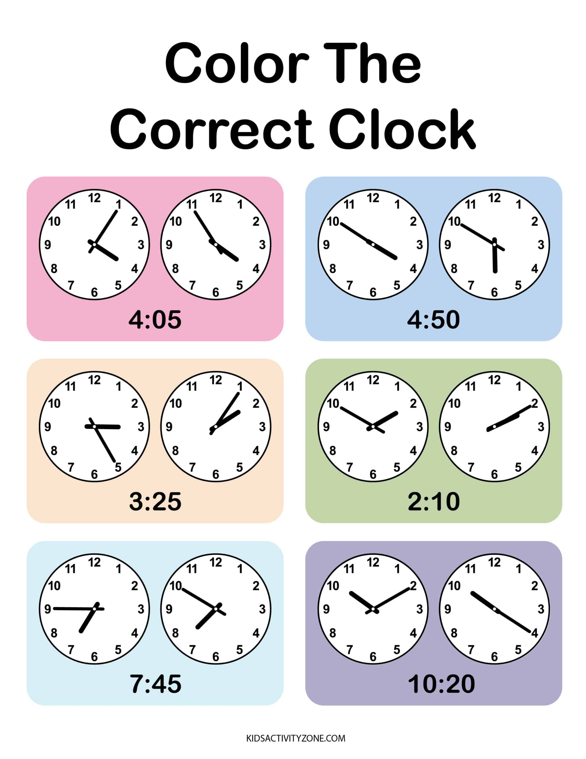 free printable clock worksheets for kindergarten