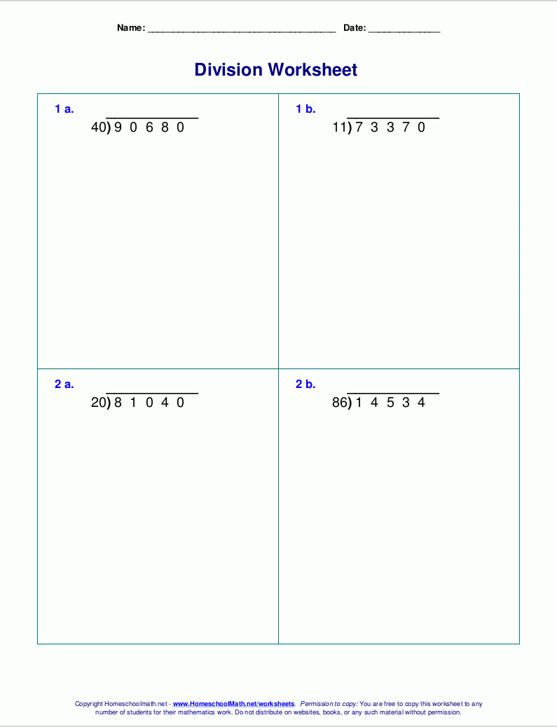 printable long division worksheets