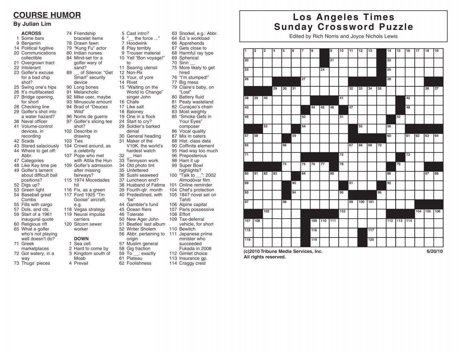 printable sunday crosswords