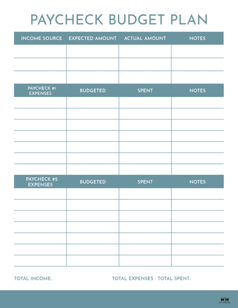 free printable paycheck budget worksheet