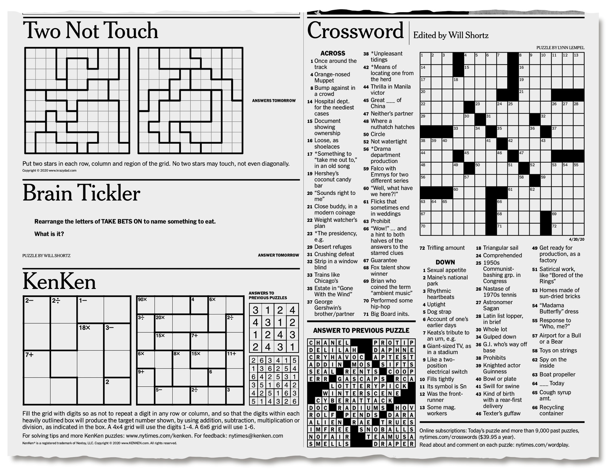 printable nyt sunday crossword