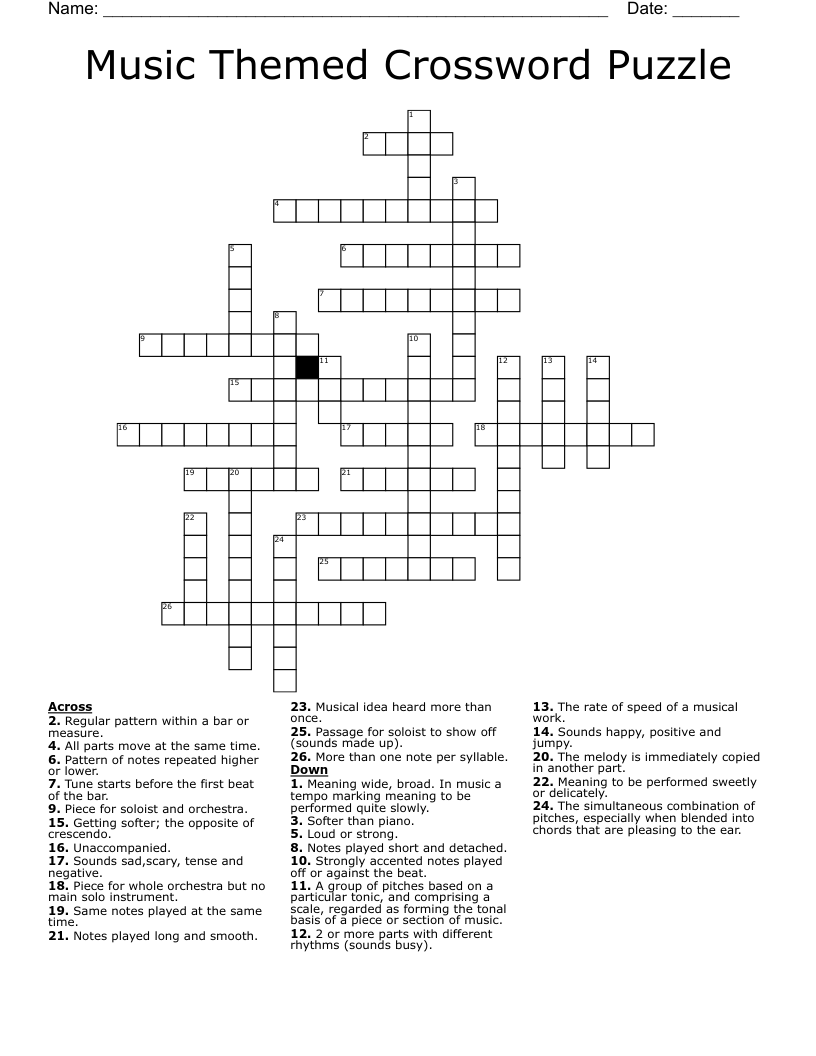 printable themed crossword puzzles