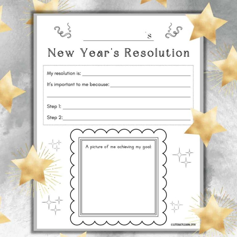 New Year s Resolution Free Worksheet Literacy Learn