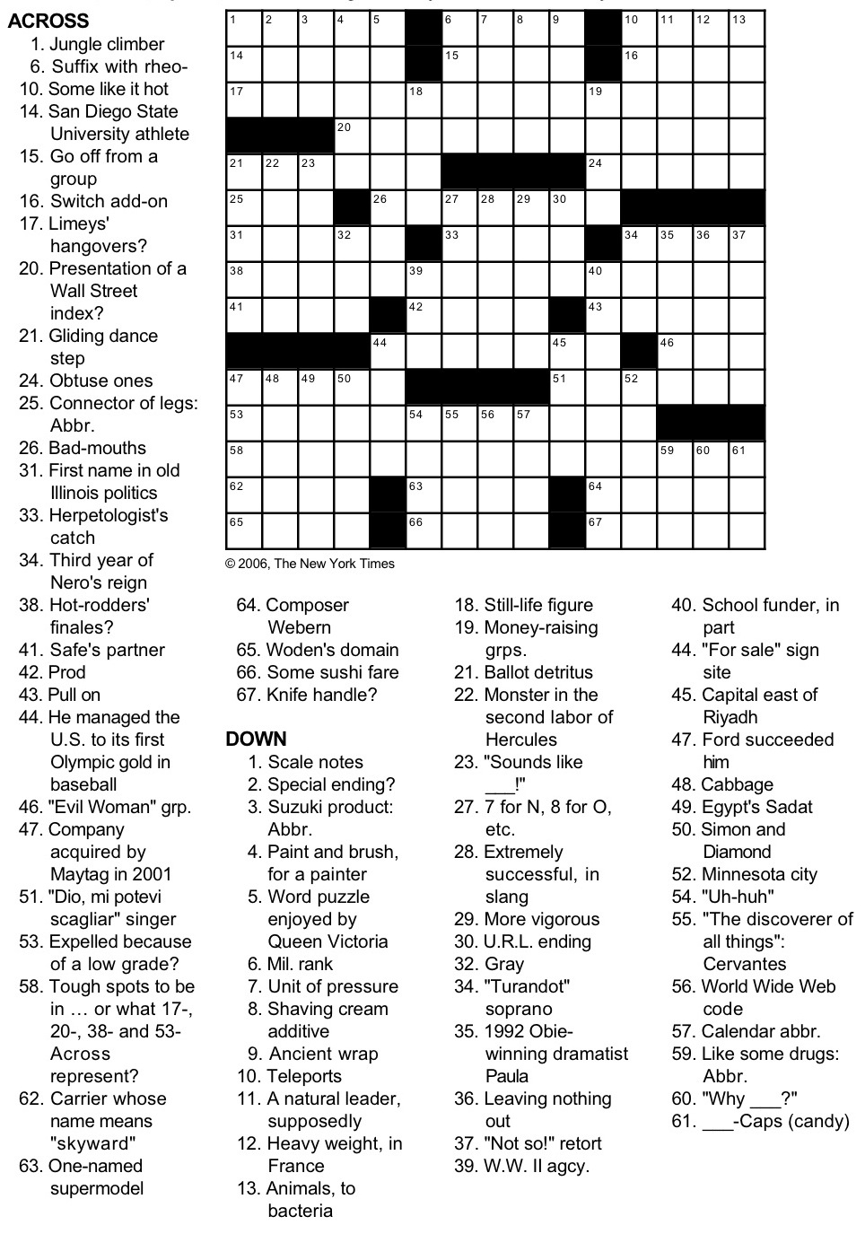 free printable easy crosswords