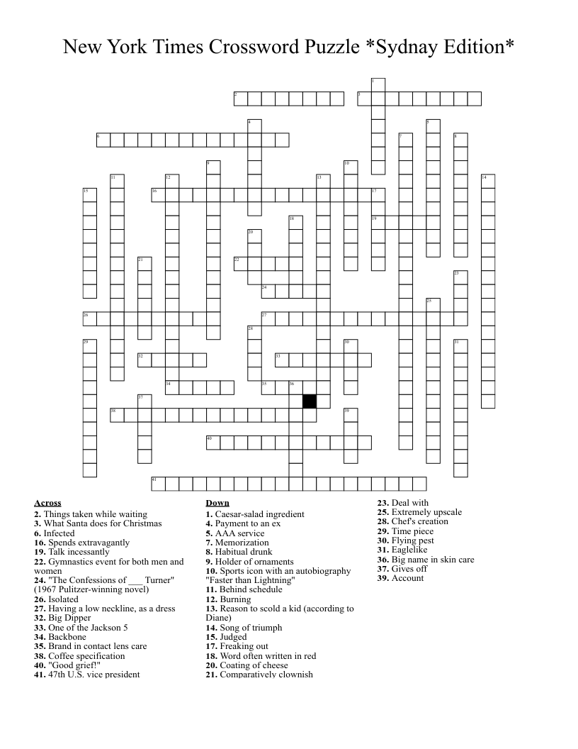 new york times crossword puzzle printable