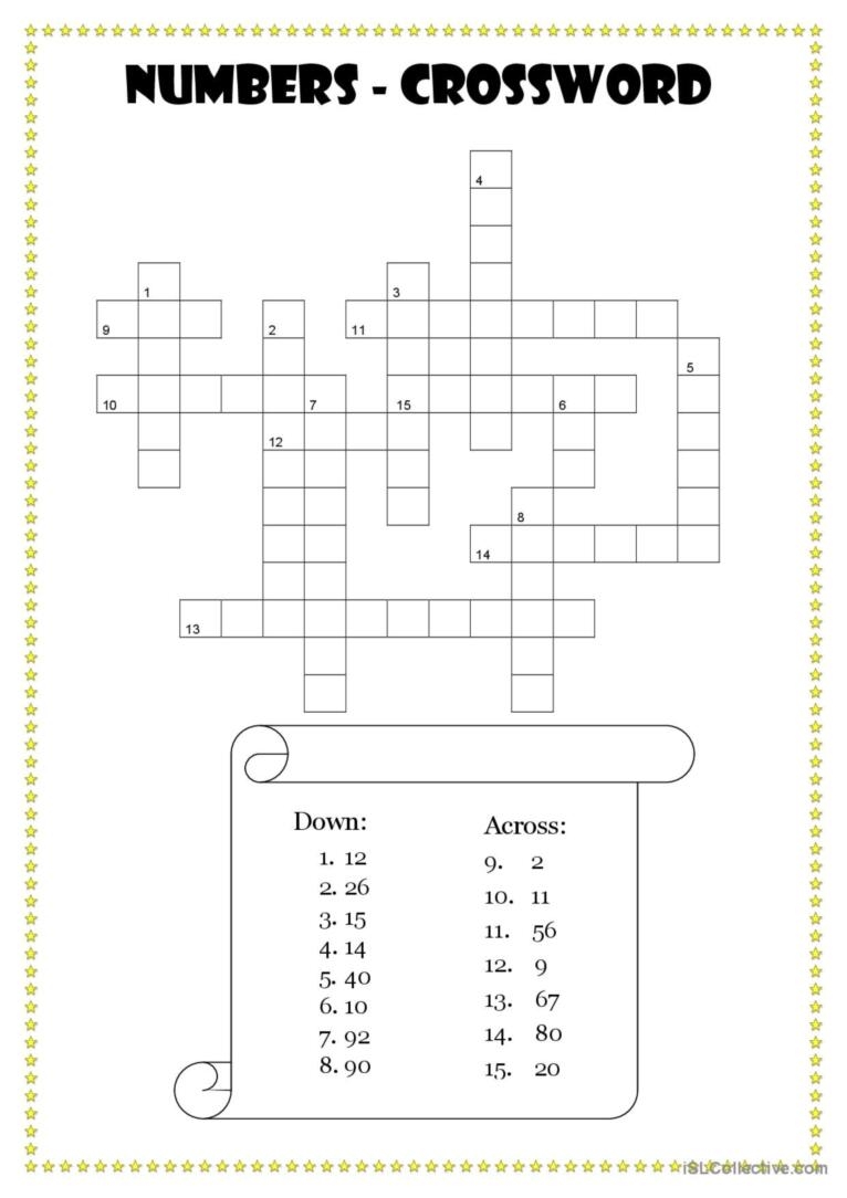 Numbers Crossword 1 100 Crossword English ESL Worksheets Pdf Doc