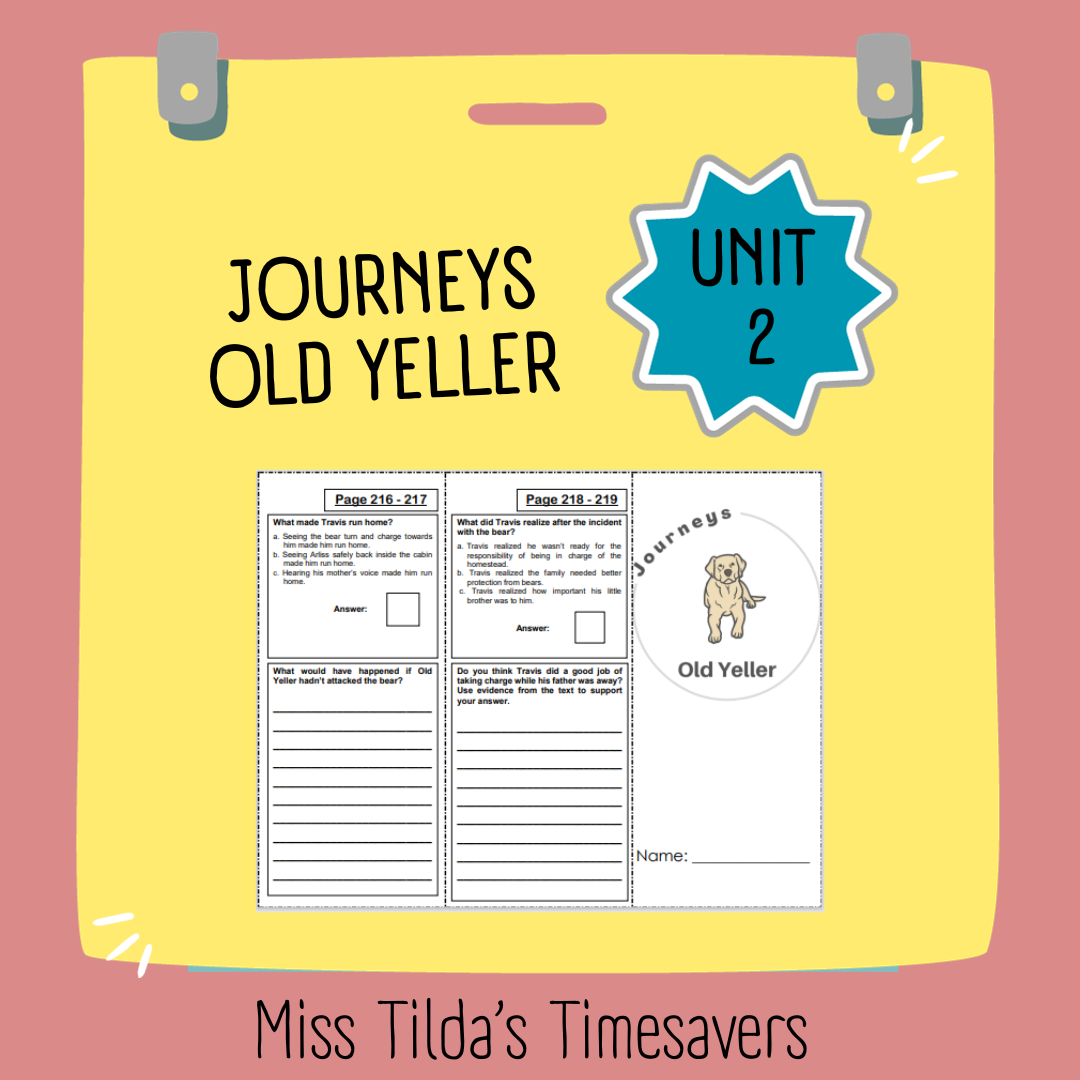Old Yeller Grade 5 Journeys Made By Teachers