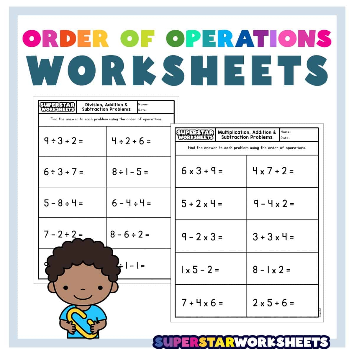 printable order of operations worksheets with answers
