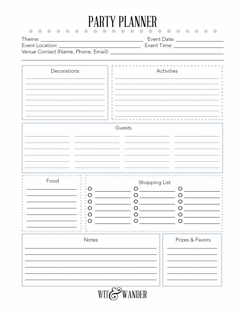 Party Planning Sheet Worksheets Library